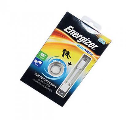 energizer pocket cable micro-usb charge + data - white