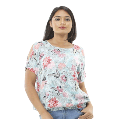 advik women's half sleeve multicolor printed top