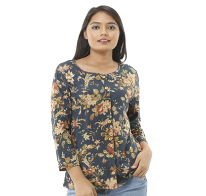 advik printed top for women's round neck (multicolor)