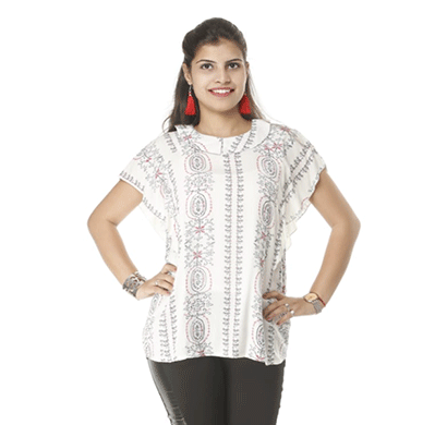 advik printed top for womens (white)