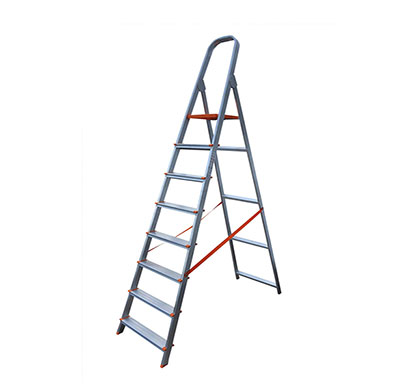 aguerri 8 step foldable aluminium ladder with platform,(silver)