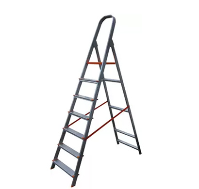 aguerri 7 step foldable aluminium ladder with platform (silver)