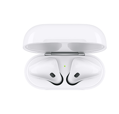 apple mv7n2hn/a airpods with charging case bluetooth headset with mic (white, in the ear)