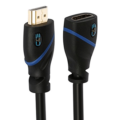 c&e high speed hdmi extension cable male to female, 1.5 feet, supports ethernet, 3d and audio return black