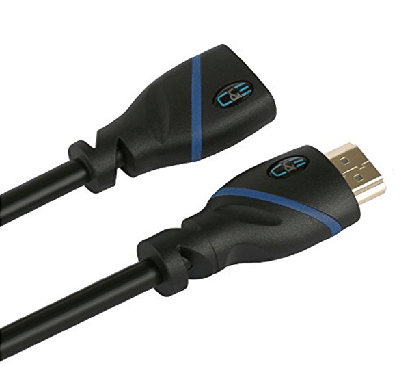 c&e high speed hdmi extension cable male to female, 6 feet, supports ethernet, 3d and audio return black