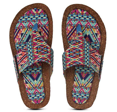 colour me mad printed natural cork all weather, women sandals (multi colour)