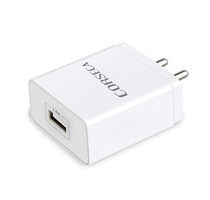corseca flash-24 2.4a 12w usb wall charger for apple or android mobile phones (white)