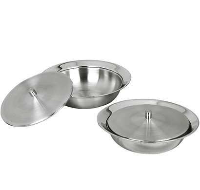 cosmosgalaxy i3297 stainless steel serving bowl with lid, set of 2 bowls