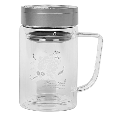 cosmosgalaxy (i3769) green tea glass mug with strainer and leak proof lid
