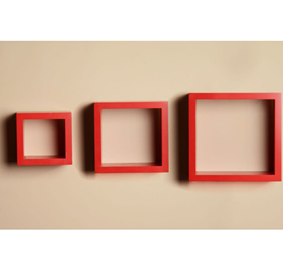 cosmosgalaxy i2381 wooden wall shelves set of 3, red