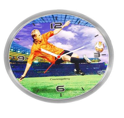 cosmosgalaxy i2956 round stainless steel and plastic green and blue sports printed wall clock