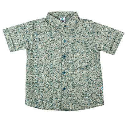 cuddledoo (cv7s119) green floral print boy shirt cotton (green)