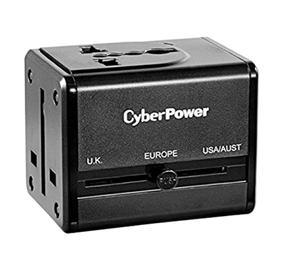 cyberpower tr01wsub0-un 2 port travel adaptor (black)