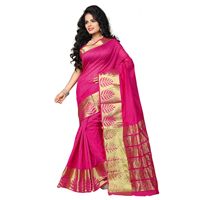 dhyana banarasi style woven zari work cotton silk for women's magenta