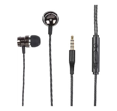 egate 9 -in ear high bass headphone with in -line mic & control (black)