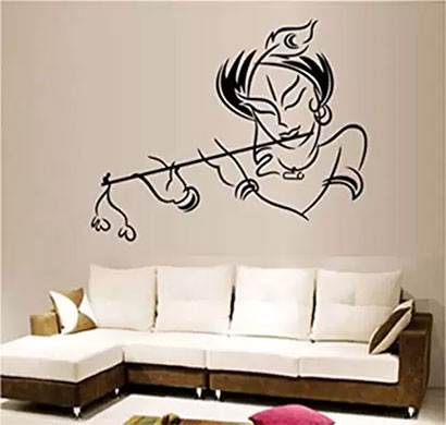 enormous kart generic medium lord krishna sticker on wall decals (pack of 1)