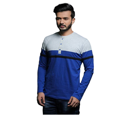 fashnet ( fi00003) solid cotton mandarin slim fit full sleeve men's knitted t-shirts ( muticolor)