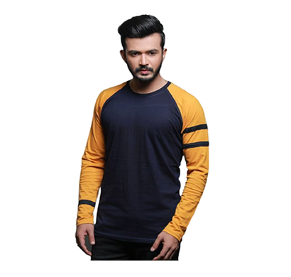 fashnet (fi00013) solid cotton round neck regular full raglan sleeve men's t-shirt (multicolor)