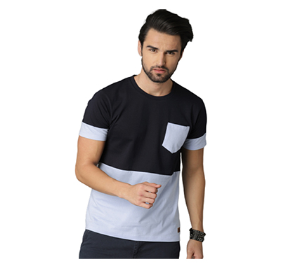 fashnet (fi00014) solid cotton round neck pocket regular half sleeve men's t-shirt (multicolor)