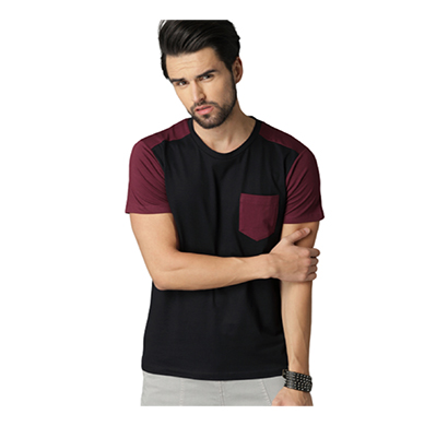 fashnet (fi00015 ) solid cotton round neck pocket regular half sleeve men's t-shirt (multicolor)