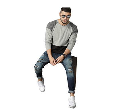 fashnet (fi00017) solid cotton round neck regular full raglan sleeve men's t-shirt (multicolor)