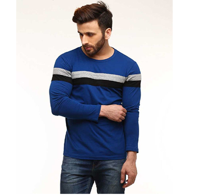 fashnet (fi00023) solid cotton round neck regular full sleeve men's t-shirt (royal blue)