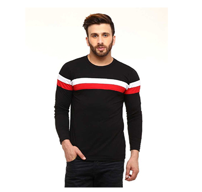 fashnet (fi00024) solid cotton round neck regular full sleeve men's t-shirt (black)