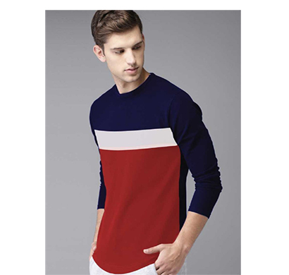 fashnet (fi00025) solid cotton round neck regular full sleeve men's t-shirt (multicolor)