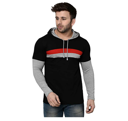 fashnet (fi00034) color block men hooded t-shirt (multicolor)