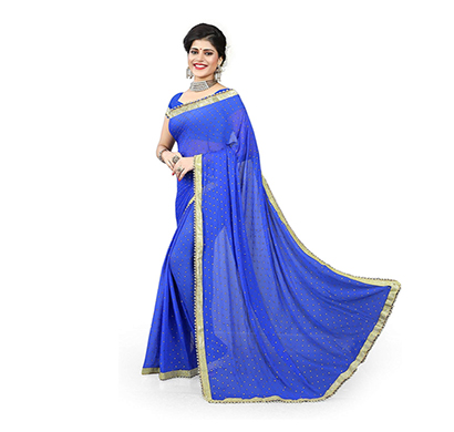 gaurangi creation (shv1002) women's pure chiffon party wear saree (blue)