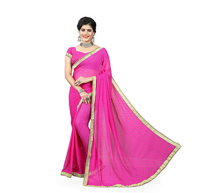 gaurangi creation (shv1003) women's pure chiffon party wear saree free size (pink)