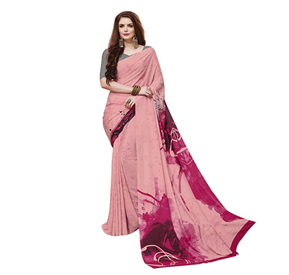 gaurangi creation (sw1010) printed crepe casual wear saree for women (pink)
