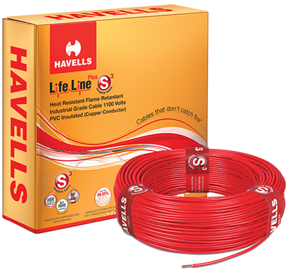 havells - heat-90-red6x0, life line plus s3 hrfr cables 6.0 sqmm 90 mtr, red, 1 year warranty