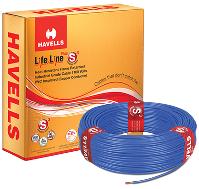 havells - heat-90-blue2x5, life line plus s3 hrfr cables 2.5 sqmm heat cable, 90 mtr, blue, 1 year warranty