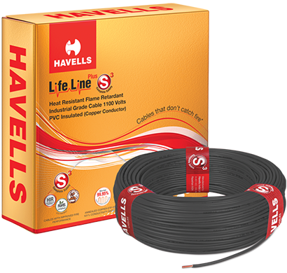 havells- heat-90-black2x5, life line plus s3 hrfr cables 2.5 sqmm heat cable, 90 mtr, black, 1 year warranty