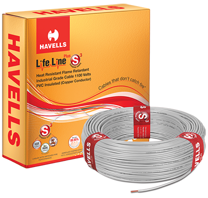 havells - heat-90-grey2x5, life line plus s3 hrfr cables 2.5 sqmm heat cable, 90 mtr, grey, 1 year warranty