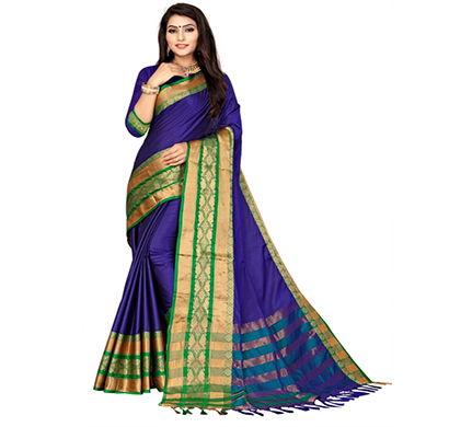 jeaqurd designer silk saree soft aura cotton silk diamond border with atteched running blouse saree for women ( multicolor)
