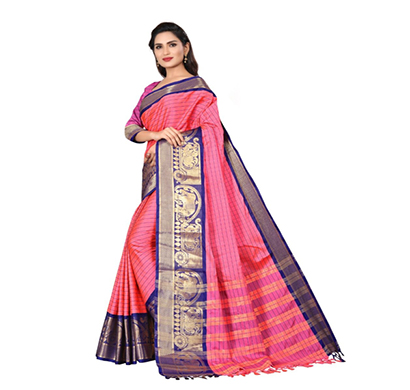 jeaqurd designer ( hathi dolly 4992 ) silk saree soft aura cotton silk hathi dolly border with attached running blouse saree for women ( multicolor)