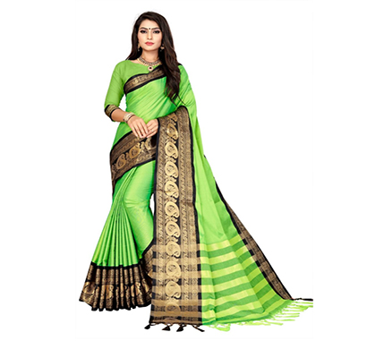 jeaqurd designer (keri 4401) silk saree soft aura cotton silk hathi keri border with attached running blouse saree for women( multicolor)