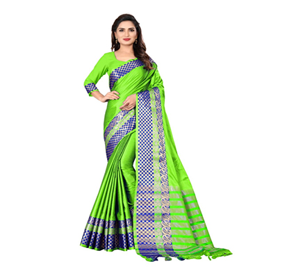 jeaqurd designer (sana silk 4302) silk saree soft cotton silk diamond work border with attached running blouse saree for women (multicolor)