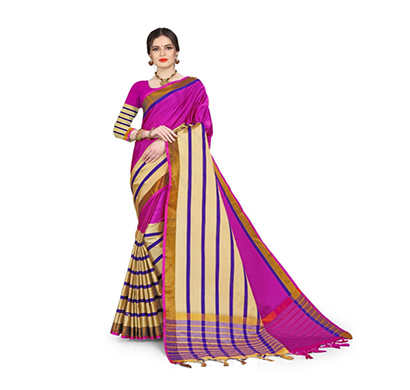 jeaqurd designer (lining saress) plain lining saree silk saree soft cotton silk plain border with attached running blouse saree for women (multicolor)