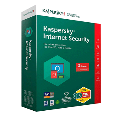 kaspersky internet security latest version- 3 users, 1 year (3 cds inside with individual keys)