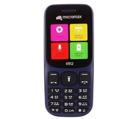micromax x512 feature phones 56 mb dual sim (blue, black & red)