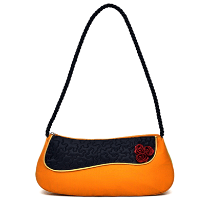 nehas nhsr-029 bags embroidered ladies silk hand bag rope handle (mango yellow)