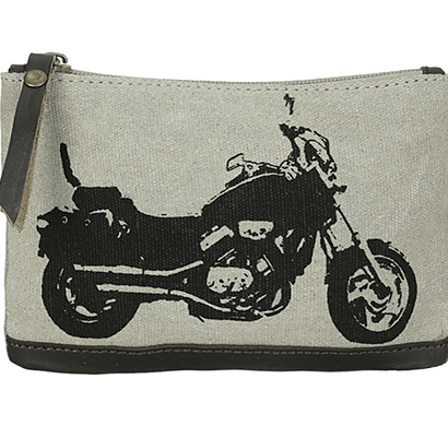 neudis - pouchbike, genuine leather & recycled stone washed canvas utility pouch - bike - beige