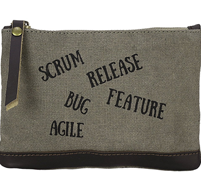 neudis - pouchagile, genuine leather & recycled stone washed canvas utility pouch - agile - green