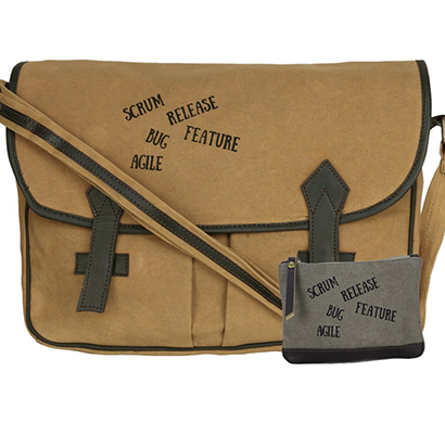 neudis - laptop2agile, genuine leather & recycled stone washed canvas spacious laptop messanger bag - agile - brown