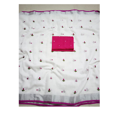 ojhas (subh-dream-girl-pink) soft linen traditional saree with matching blouse (pink)