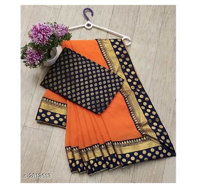 ojhas (meena-border-orange) marvel chiffon formal wear saree (orange)