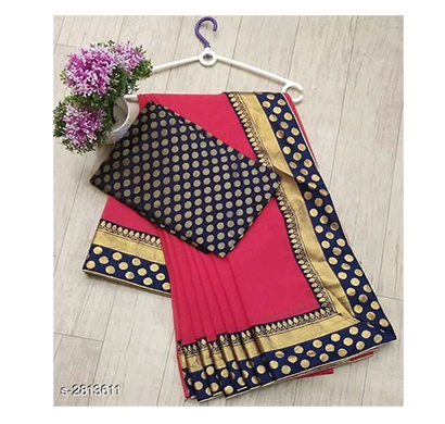 ojhas (meena-border-pink) marvel chiffon formal wear saree (pink)
